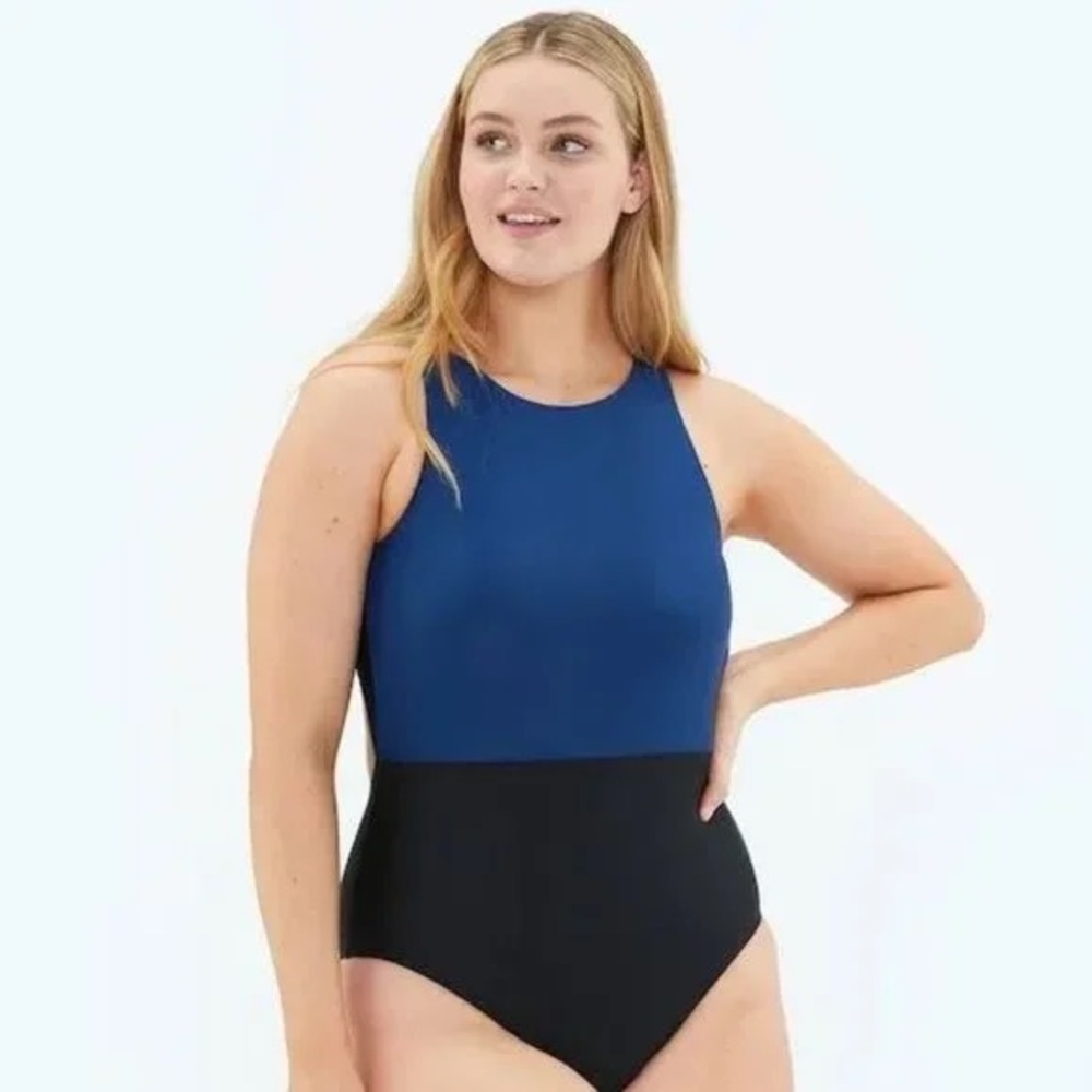 NWT Women's Blue and Black One-Piece Swimsuit